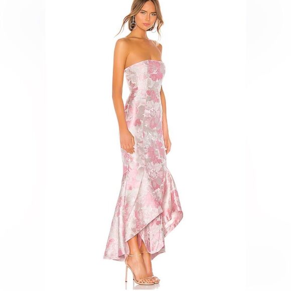Lovers and Friends Urgonia Gown Pink Tonal brocade strapless mermaid Revolve S - Picture 2 of 13